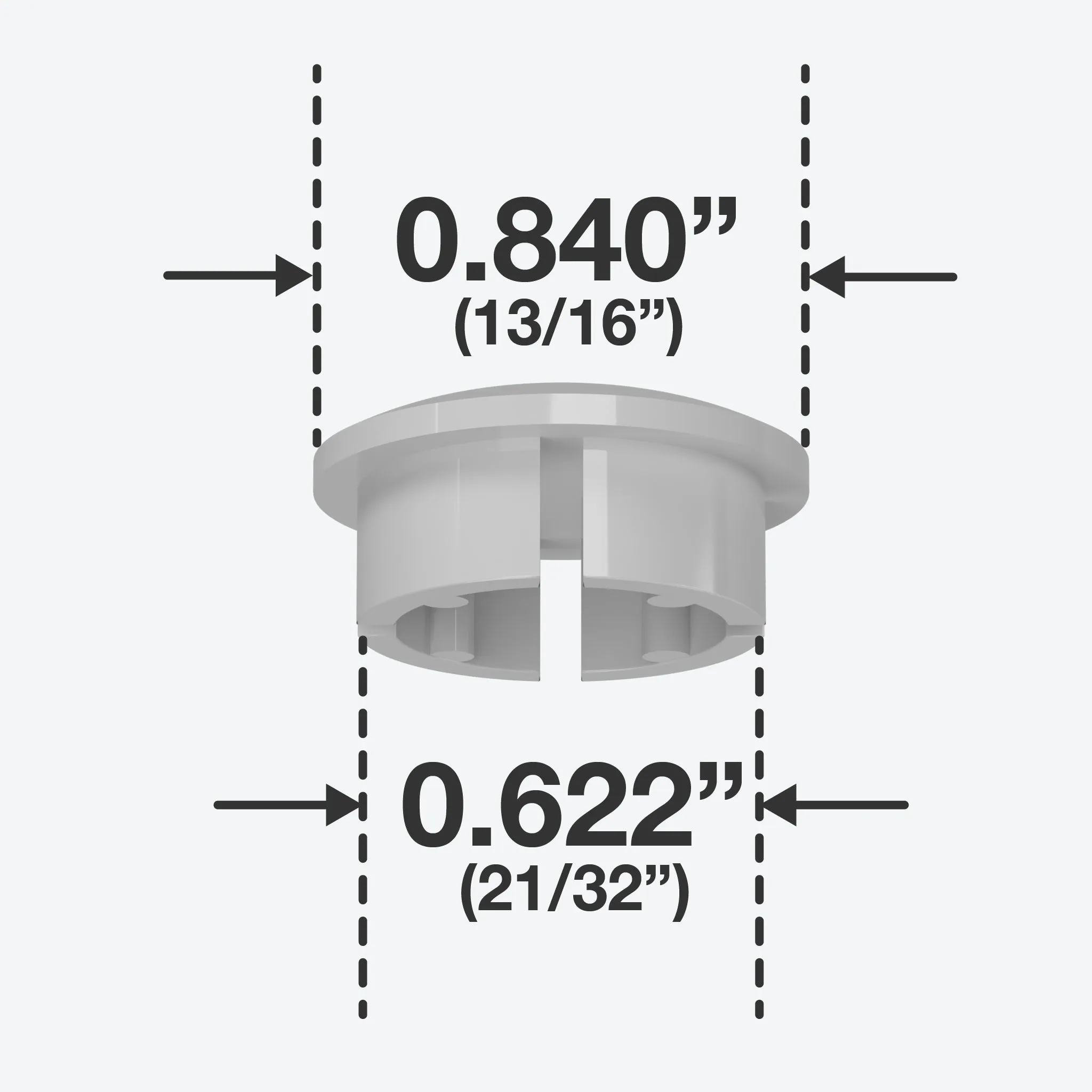 1/2 in. Internal PVC Dome Cap, Furniture Grade - Gray