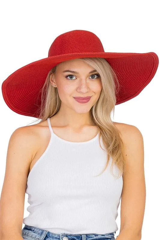 6" Wide Wired Brim Sun Hat in Red