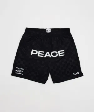 Akomplice x UMBRO Peace Checkerboard Shorts - Black