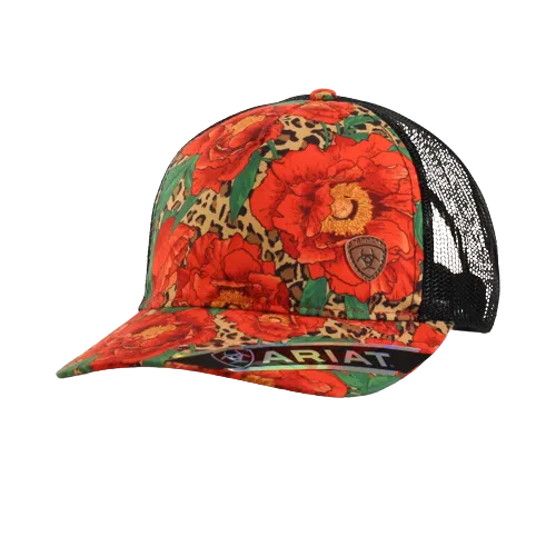 Ariat M&F Women's Red Cheetah Floral Print Cap