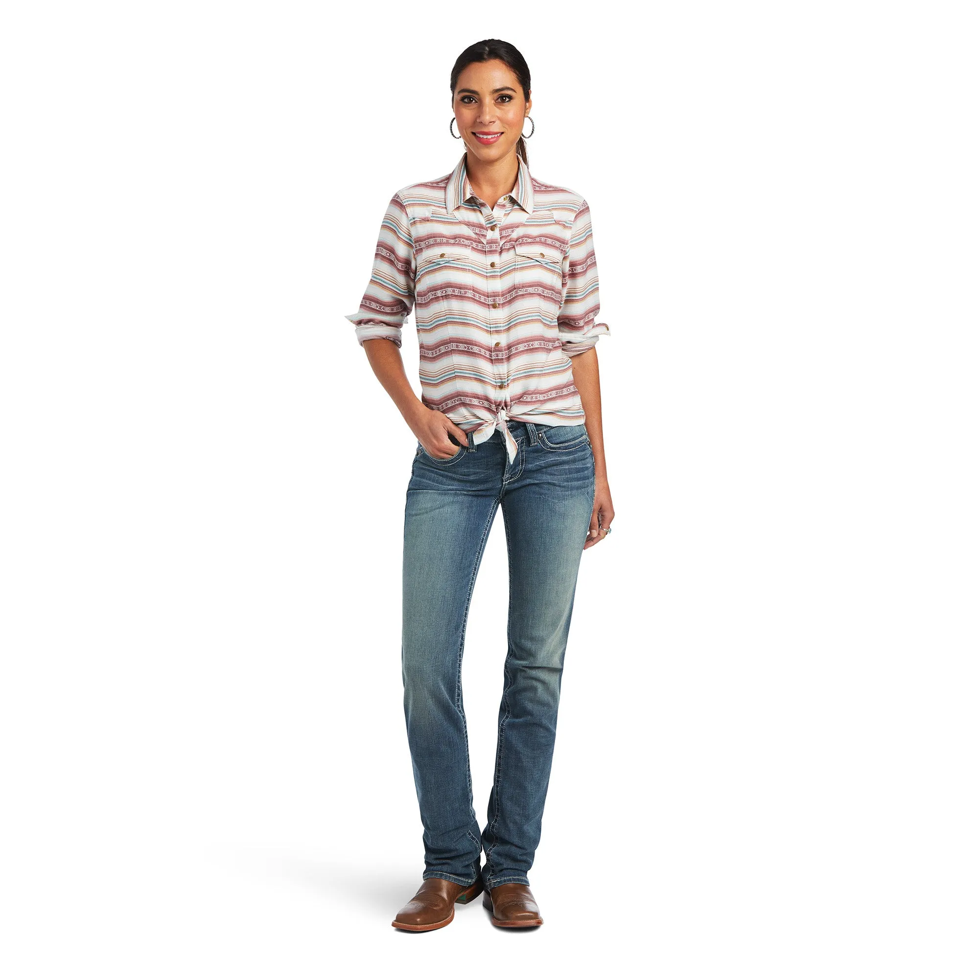 Ariat | Women's Real Rosewood | Snap Western Shirt | Rosewood Jacquard