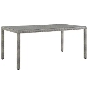 Aura 68" Wicker Rattan Dining Table in Gray