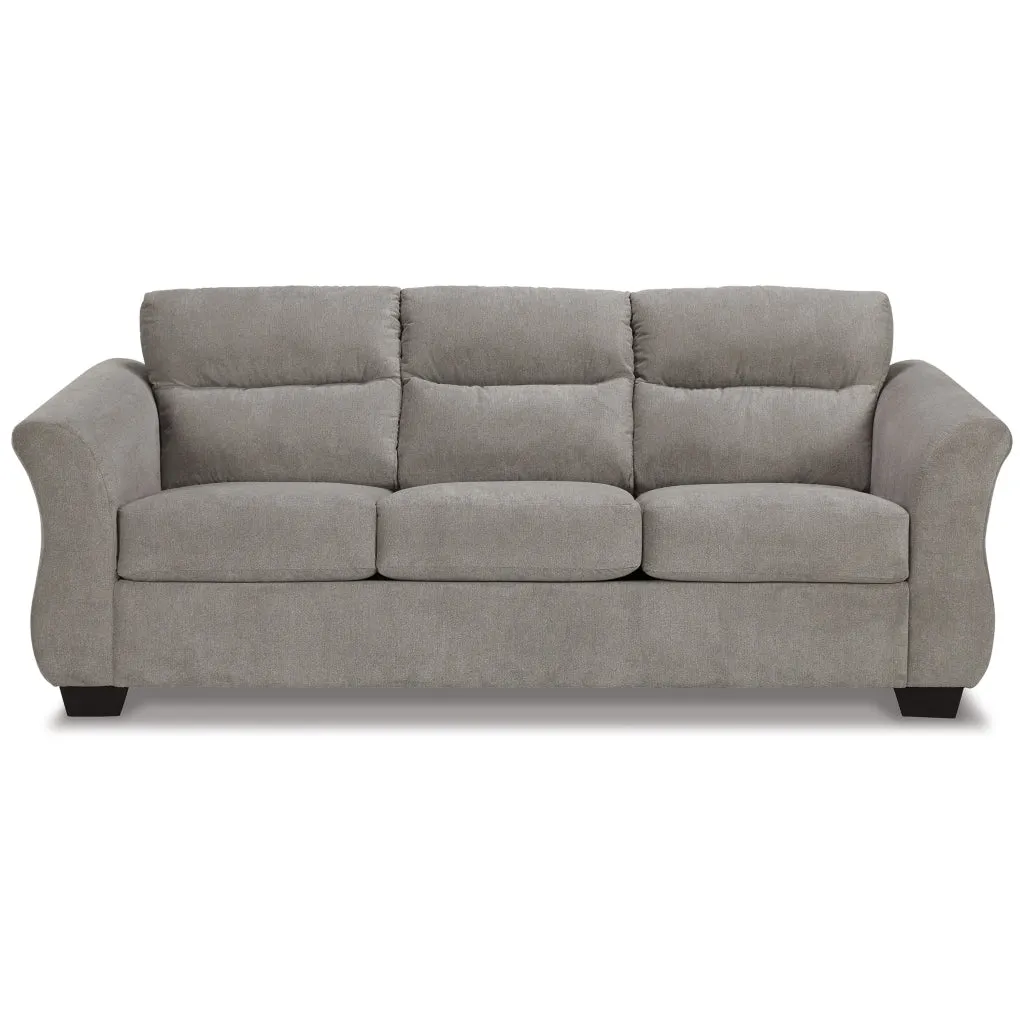 Avel 88 Inch Sofa, Tapered Arms and Soft Slate Gray Polyester Cushions By Casagear Home