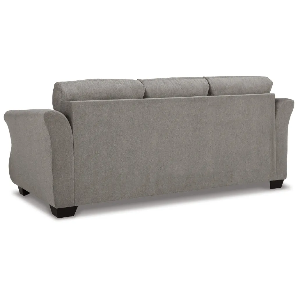 Avel 88 Inch Sofa, Tapered Arms and Soft Slate Gray Polyester Cushions By Casagear Home