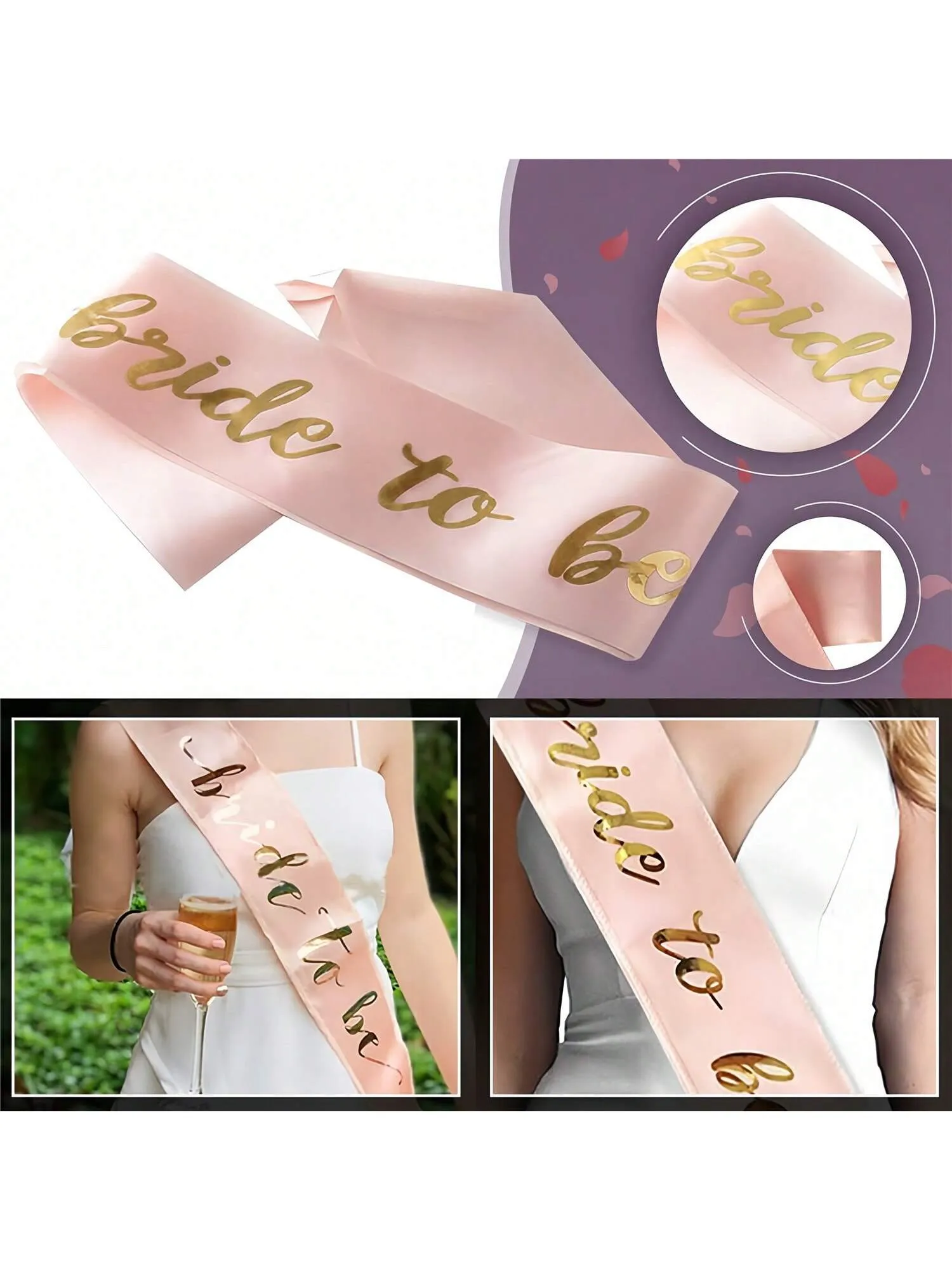 Bride To Be Sash And Veil, Hen Party Accessories With Tiara Bride To Be Sash Bride Headband For Bridal Shower, Rose Gold Wedding Hen Do Decorations For Bride Bachelorette Hen Night Party Games