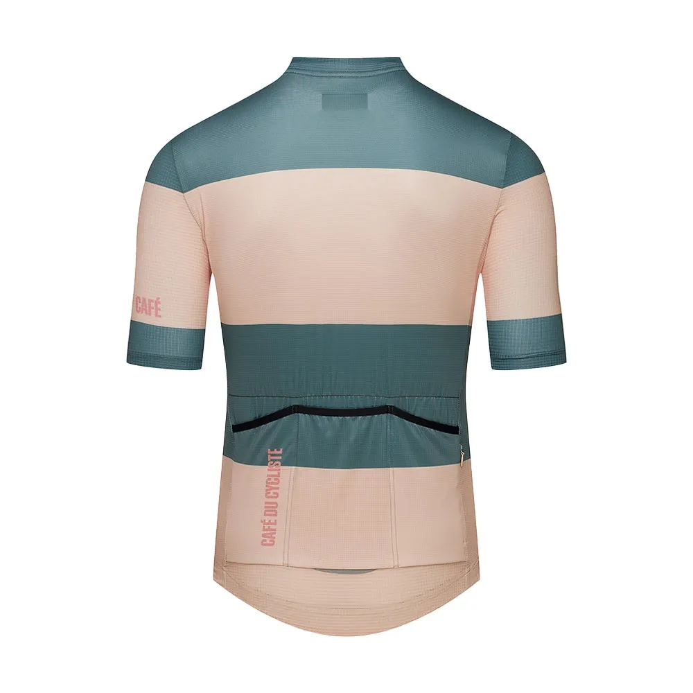 CAFE DU CYCLISTE Angeline Ultralight Cycling Jersey - Sand Scots Pine Stripe