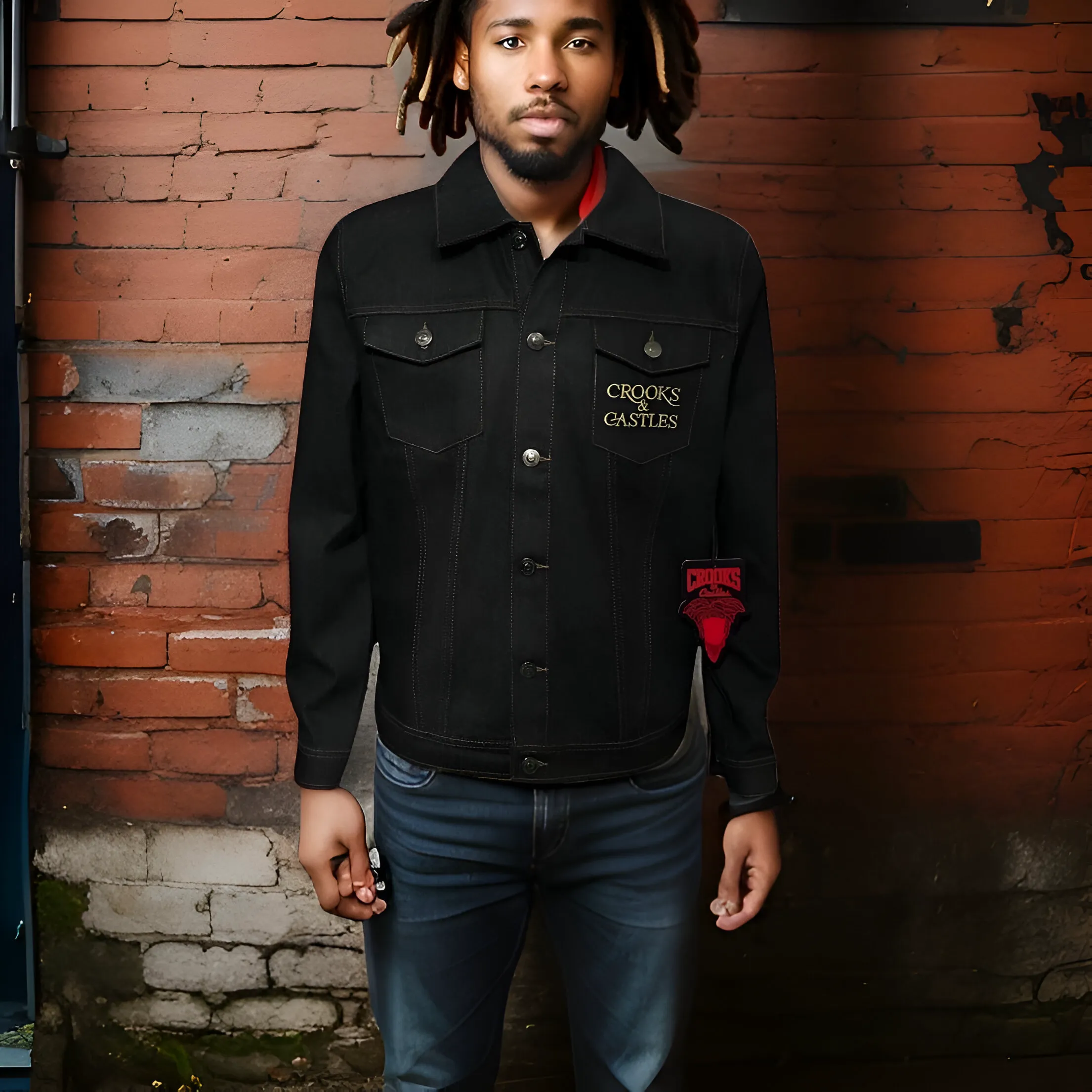 ^CROOKS & CASTLES^ (BLACK) DENIM BUTTON UP JACKETS FOR MEN