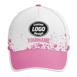 Custom White Pink Hat Sport Design Cap Stitched Adjustable Personalized YW061-D020231-6