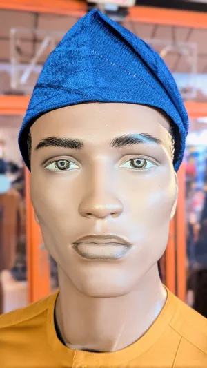 Dupsie's Blue Ọrẹ Fila Traditional Aso Oke African Hat Cap Kufi DPHARB6