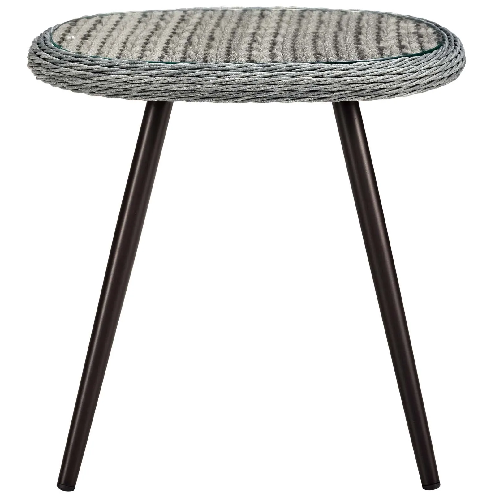 Endeavor Outdoor Patio Wicker Rattan Side Table in Gray