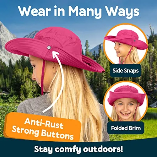 GearTOP UPF 50  Kids Sun hat to Protect Against UV Sun Rays - Kids Bucket Hat and Sun Hats for Kids Camping Fishing Safari Pink