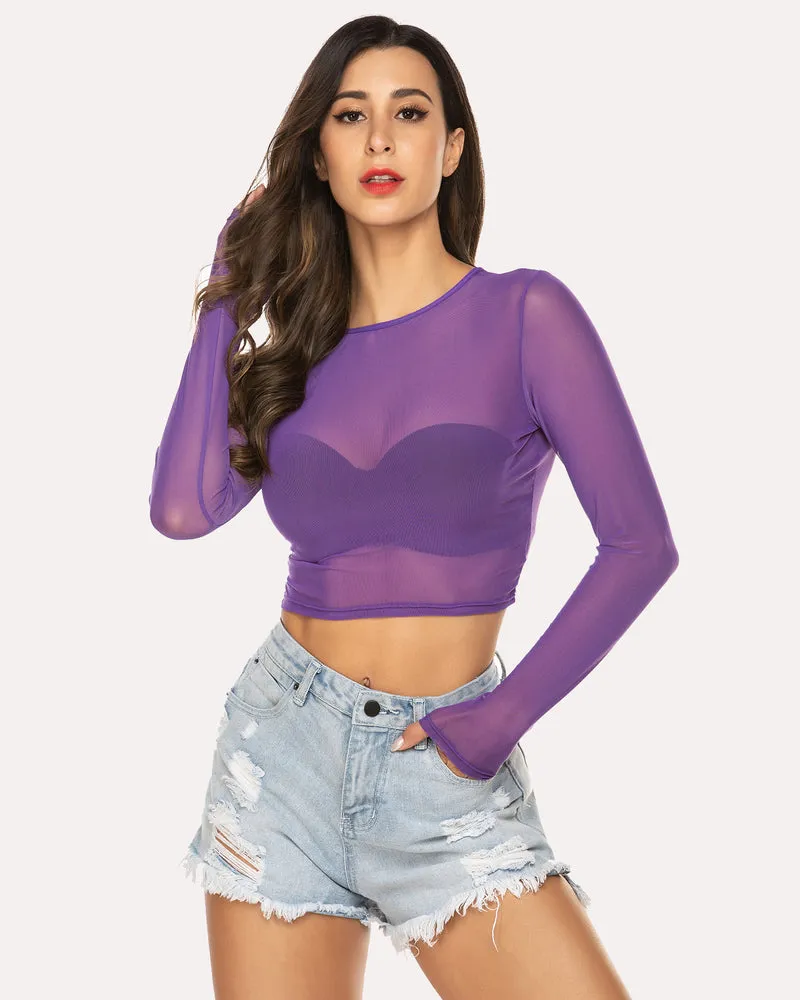 Halloween Mesh Sheer Crop Top