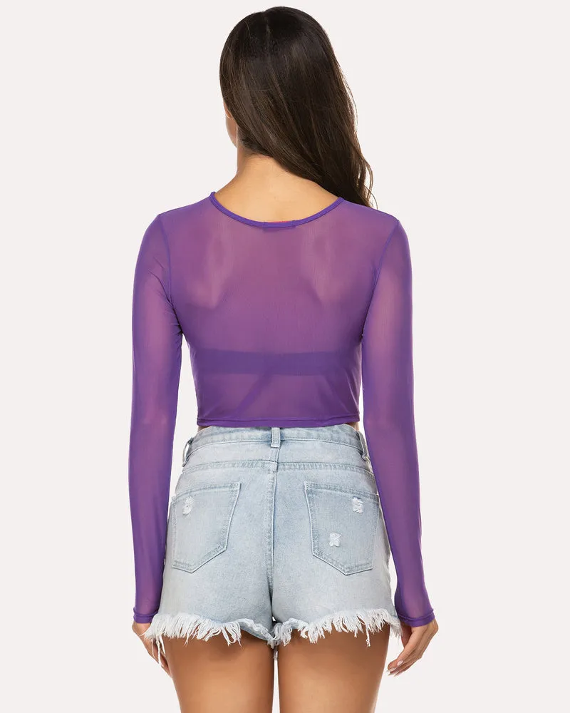 Halloween Mesh Sheer Crop Top