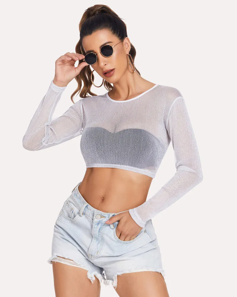 Halloween Mesh Sheer Crop Top