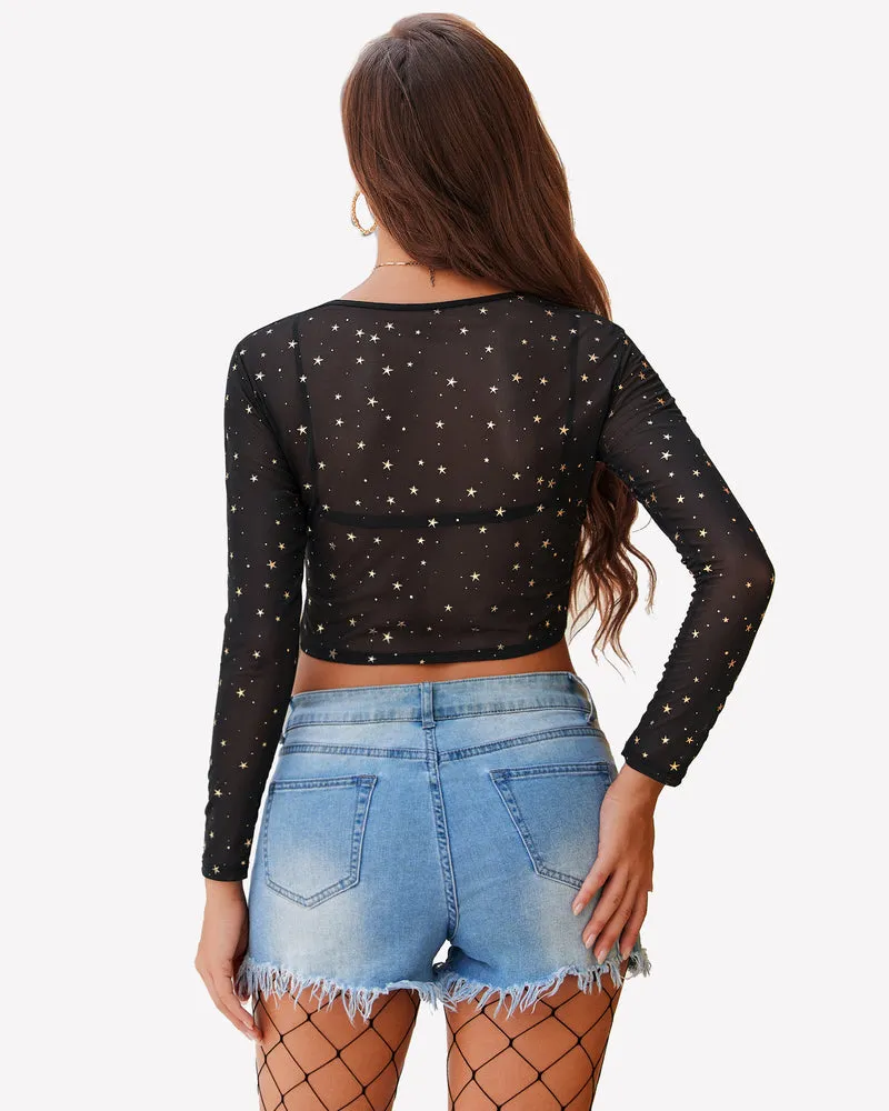 Halloween Mesh Sheer Crop Top