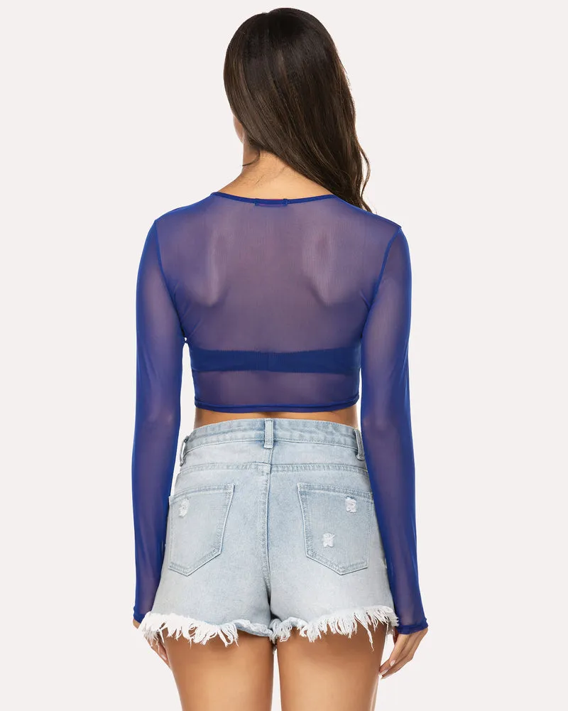 Halloween Mesh Sheer Crop Top