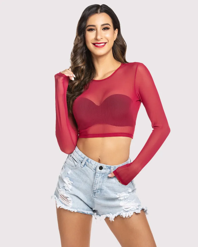 Halloween Mesh Sheer Crop Top