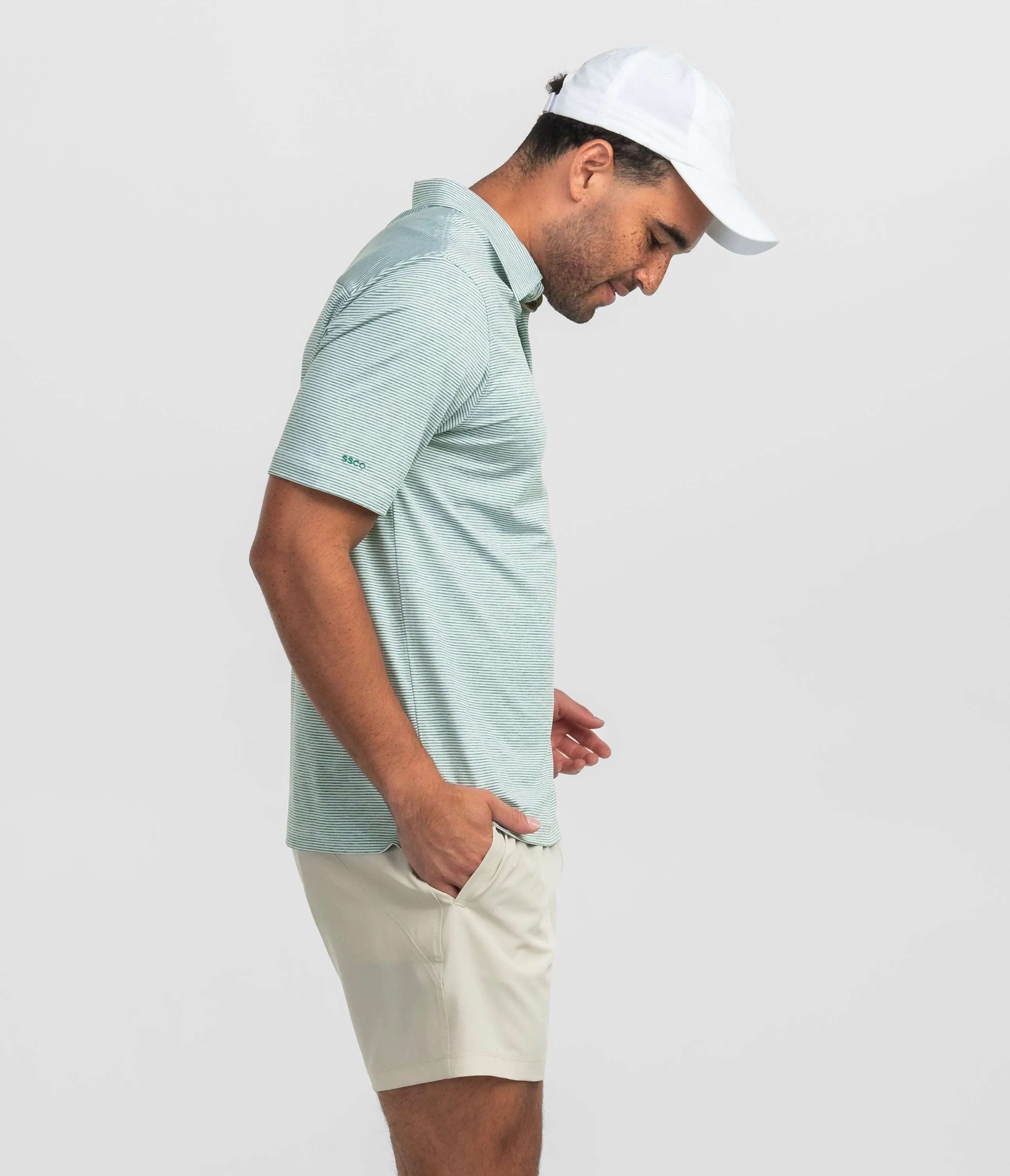 Heather Madison Stripe Polo - Evergreen