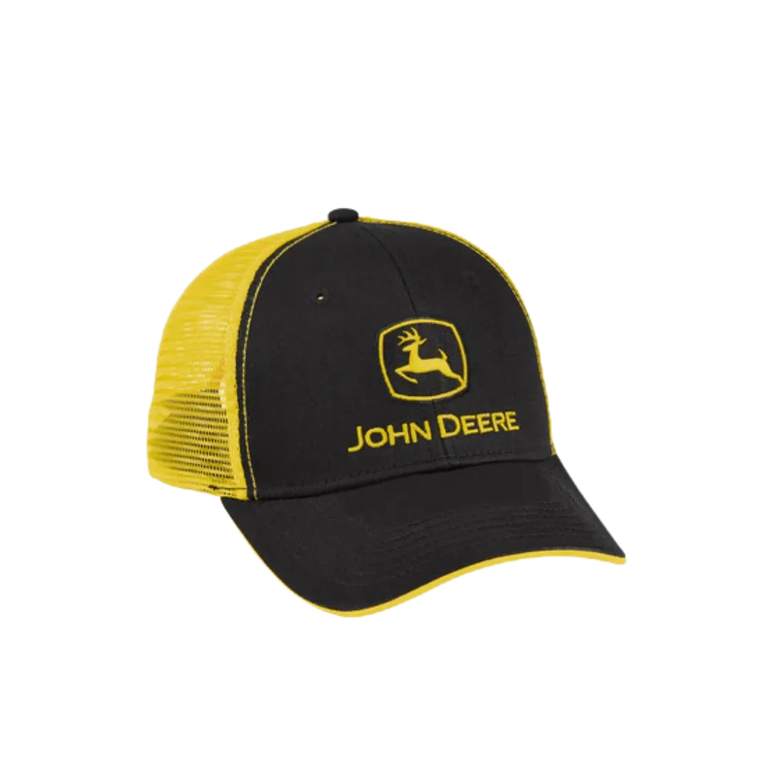 John Deere Men's Black Yellow Mesh Cap