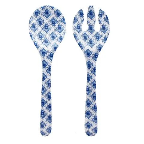 Le Cadeaux Moroccan Blue Tile Salad Servers 121MRCB