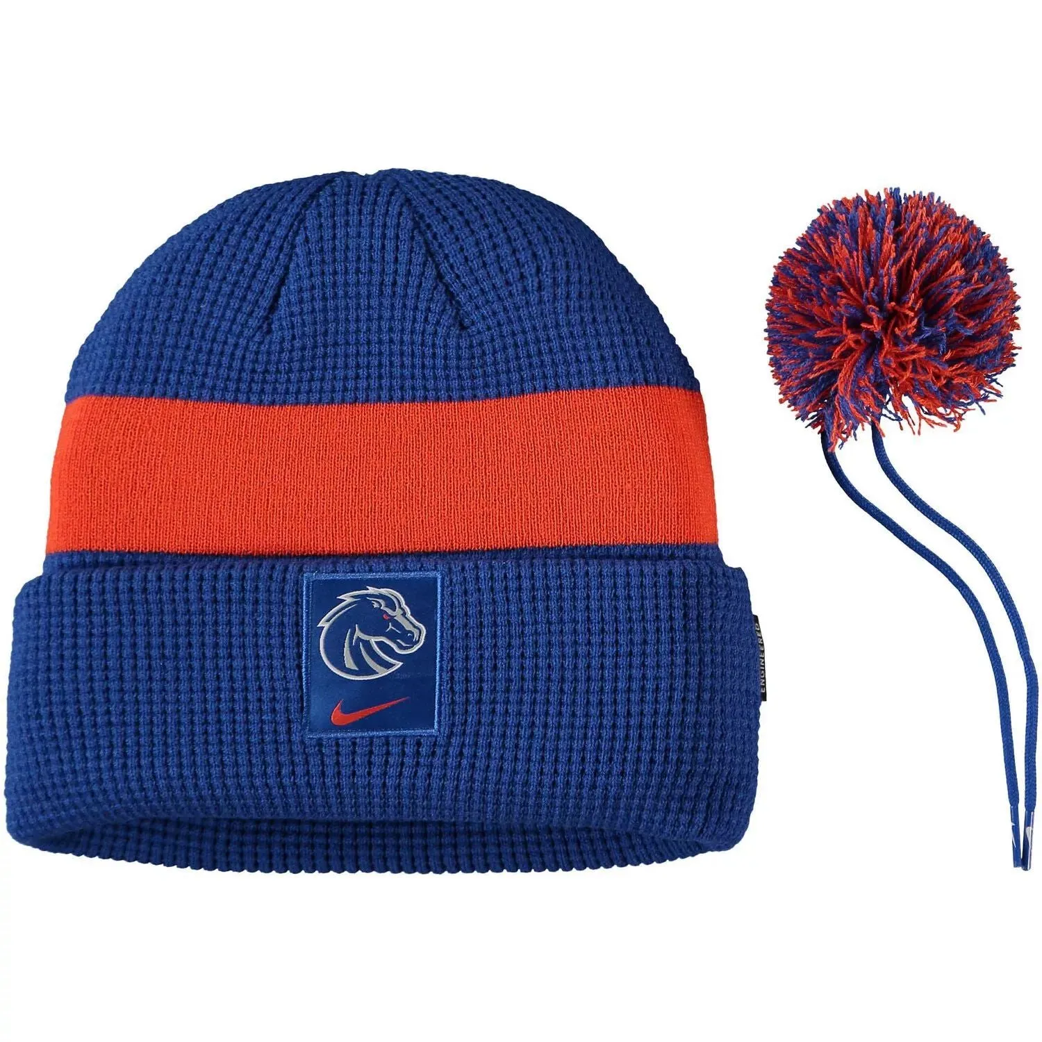 Men's Nike Royal Boise State Broncos Logo Cuffed Pom Pom Knit Hat