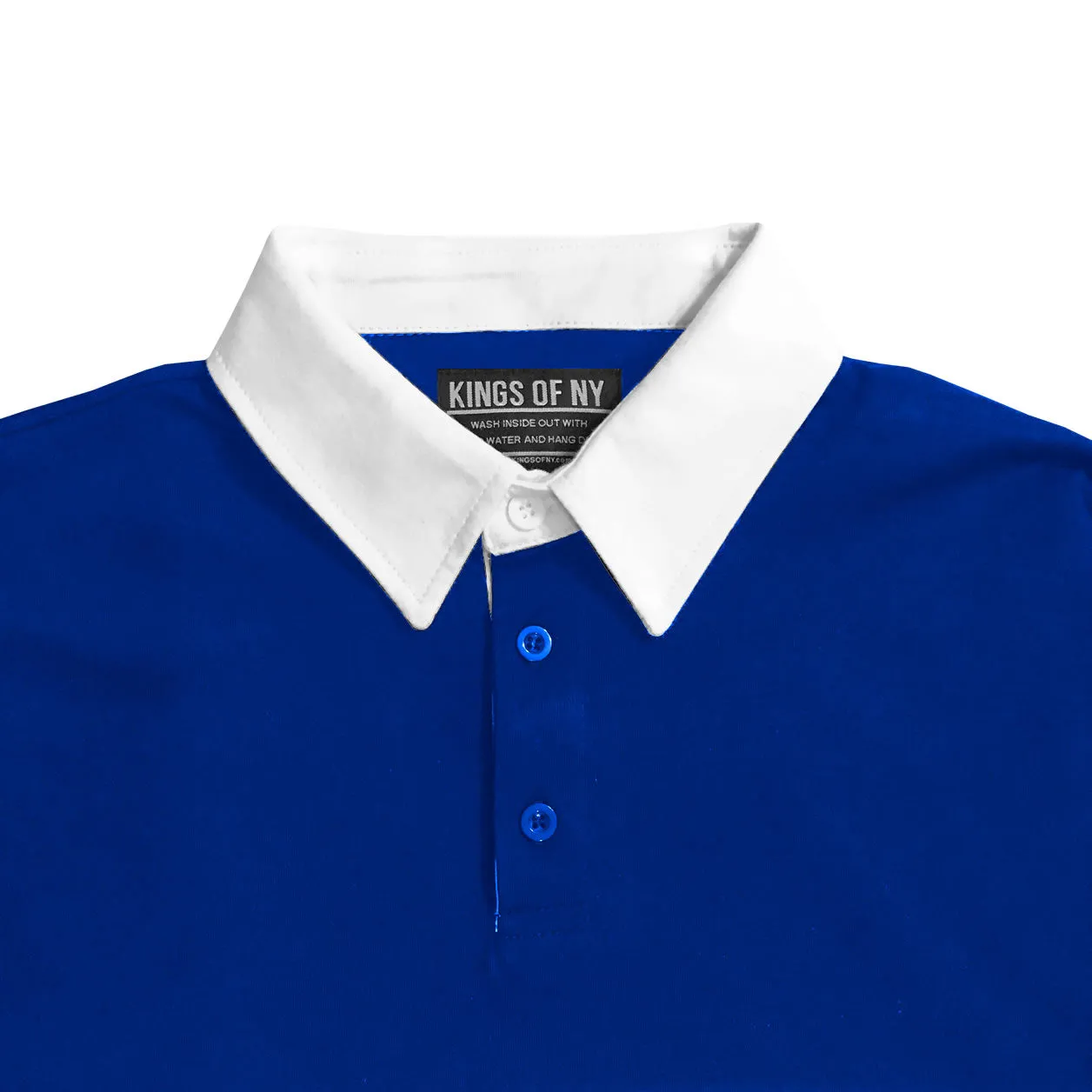 Mens Royal Blue and White Striped Long Sleeve Polo Rugby Shirt