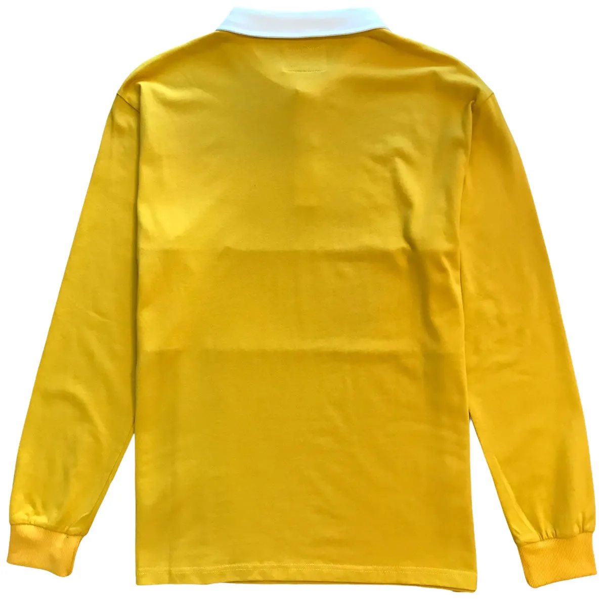 Mens Yellow and White Striped Long Sleeve Polo Rugby Shirt