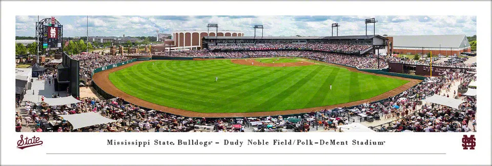 Mississippi State Bulldogs Baseball Polk-DeMent Stadium Gameday Interior Panoramic Poster Print - Blakeway 2024