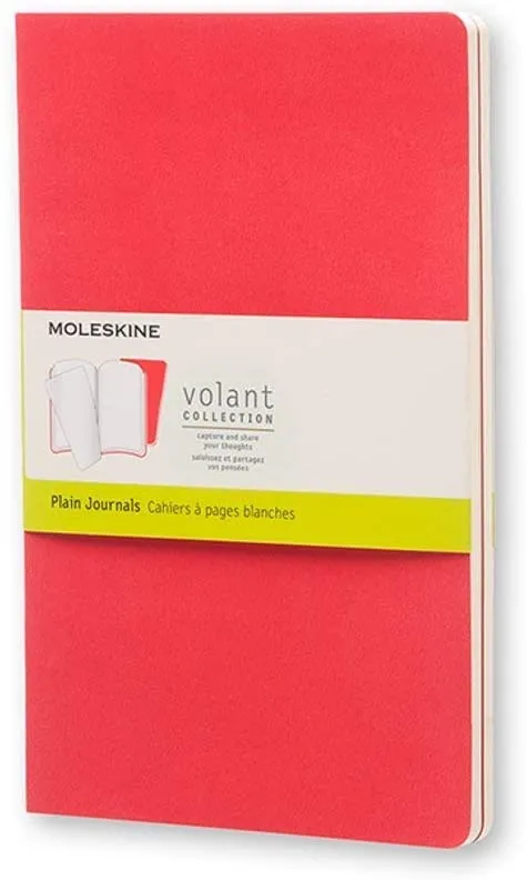 Moleskine Volant Plain Large Notebook Set of 2 Scarlet Red