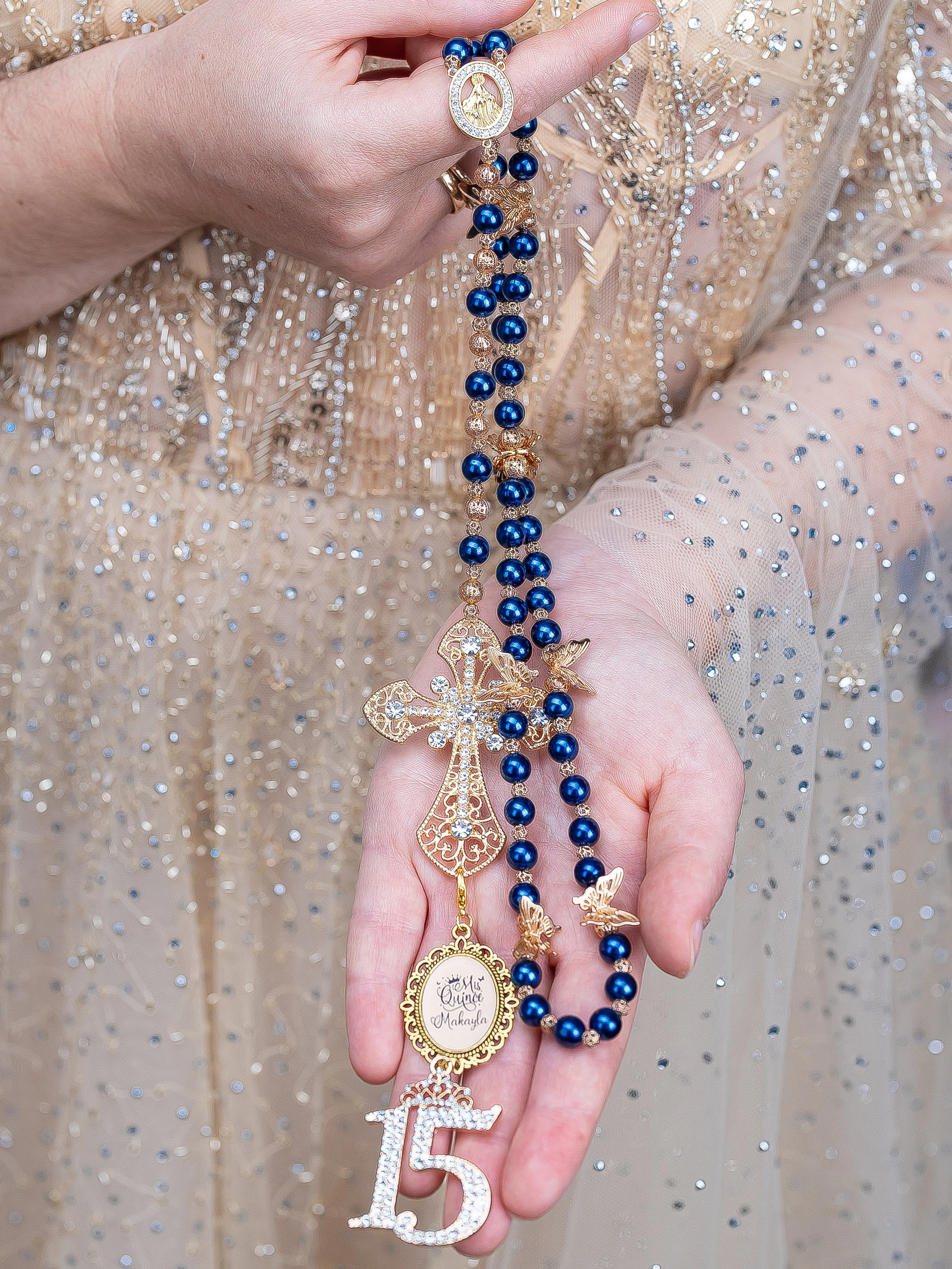 Navy Blue Quinceanera Rosary