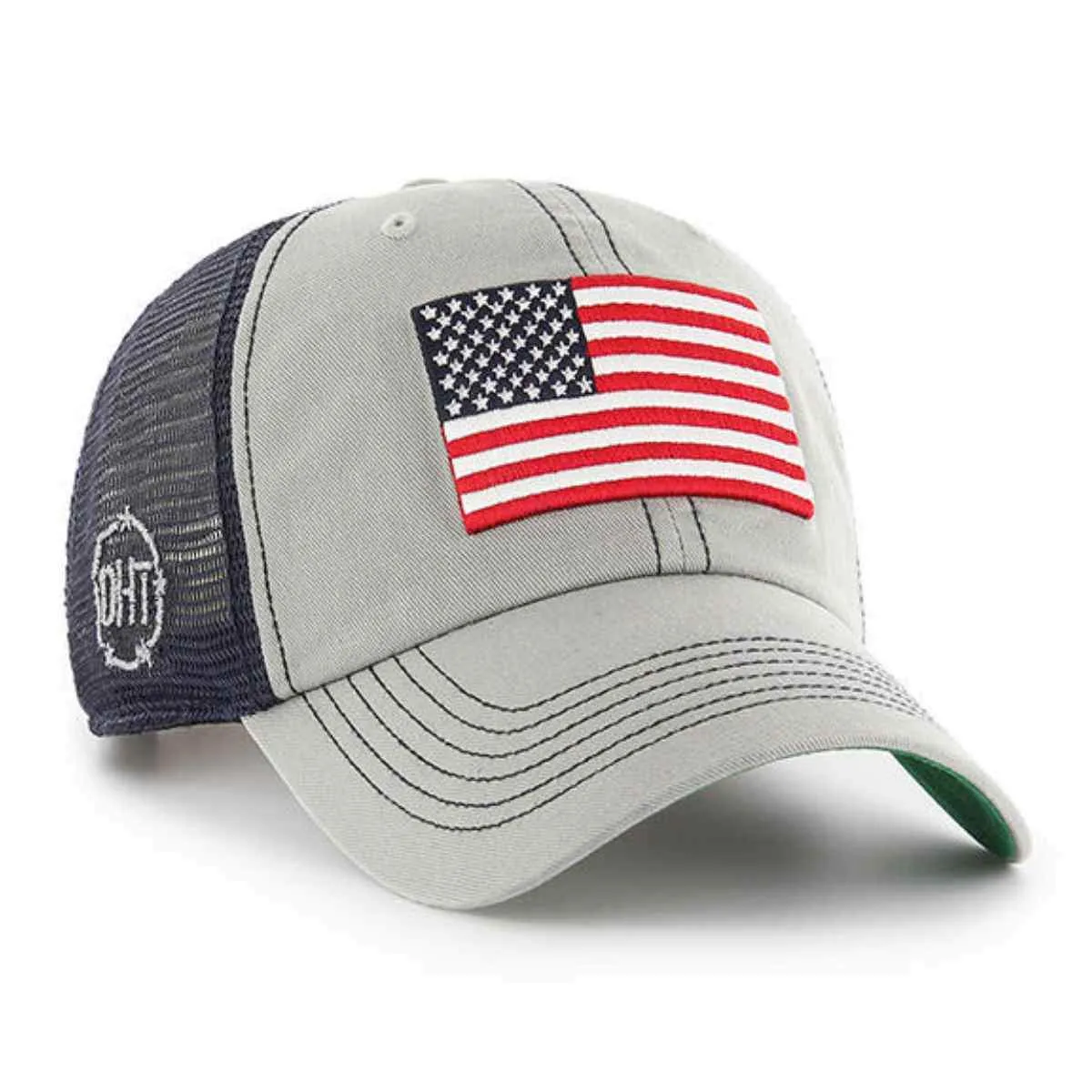 Operation Hat Trick OHT American Flag 47 Brand Gray Trawler Mesh Relax Hat Cap