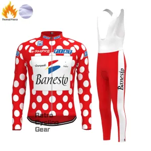 Red Banesto Fleece Retro Long Cycling Kits