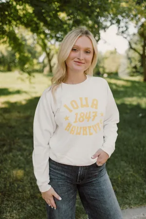 Retro Brand x Blond Genius - Iowa Hawkeyes '1847' Crewneck Sweatshirt in Antique White