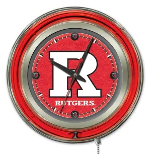 Rutgers Scarlet Knights HBS Neon Red College Battery Powered Wall Clock (15")