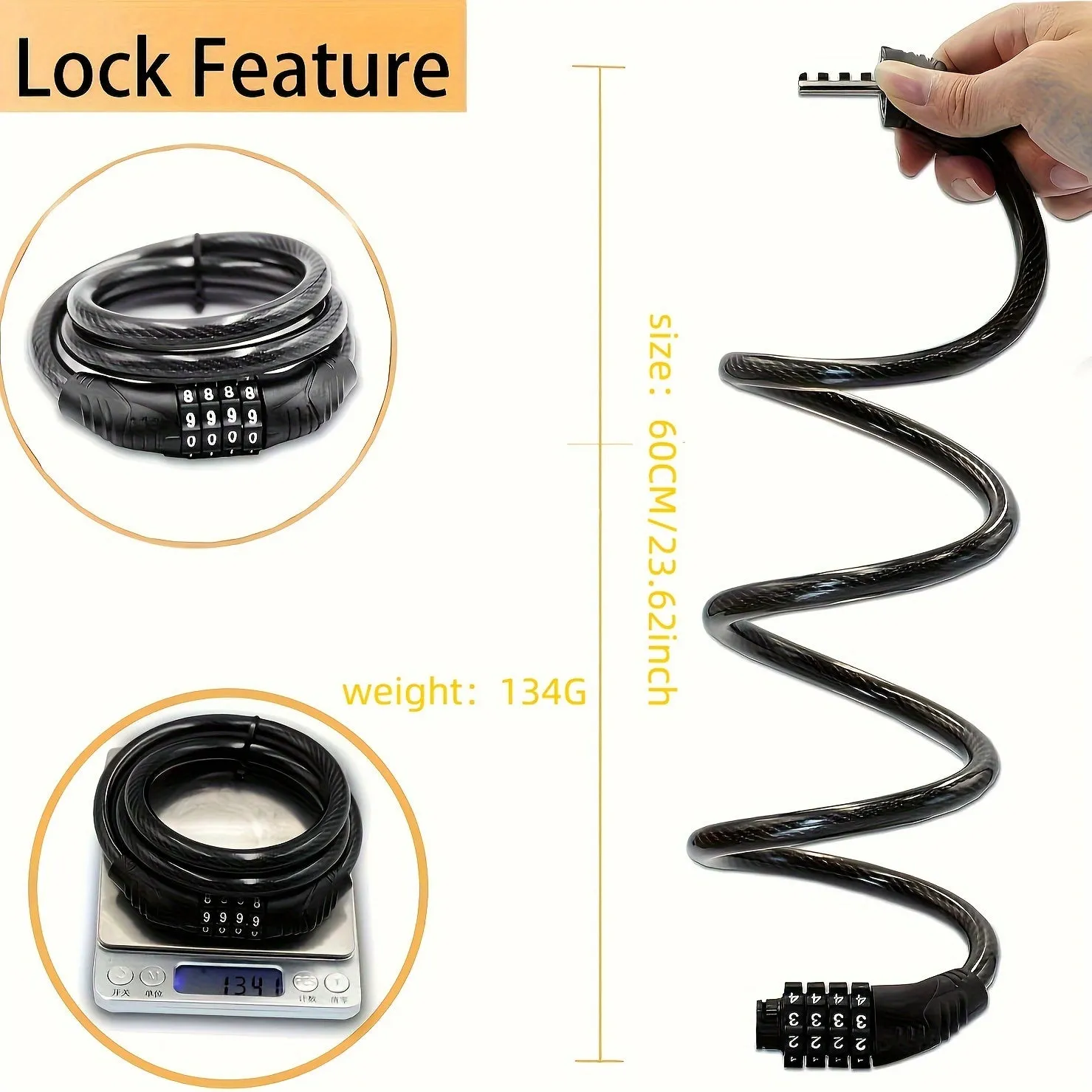 Secure Your Wheels with 4Digit Steel Cable Lock