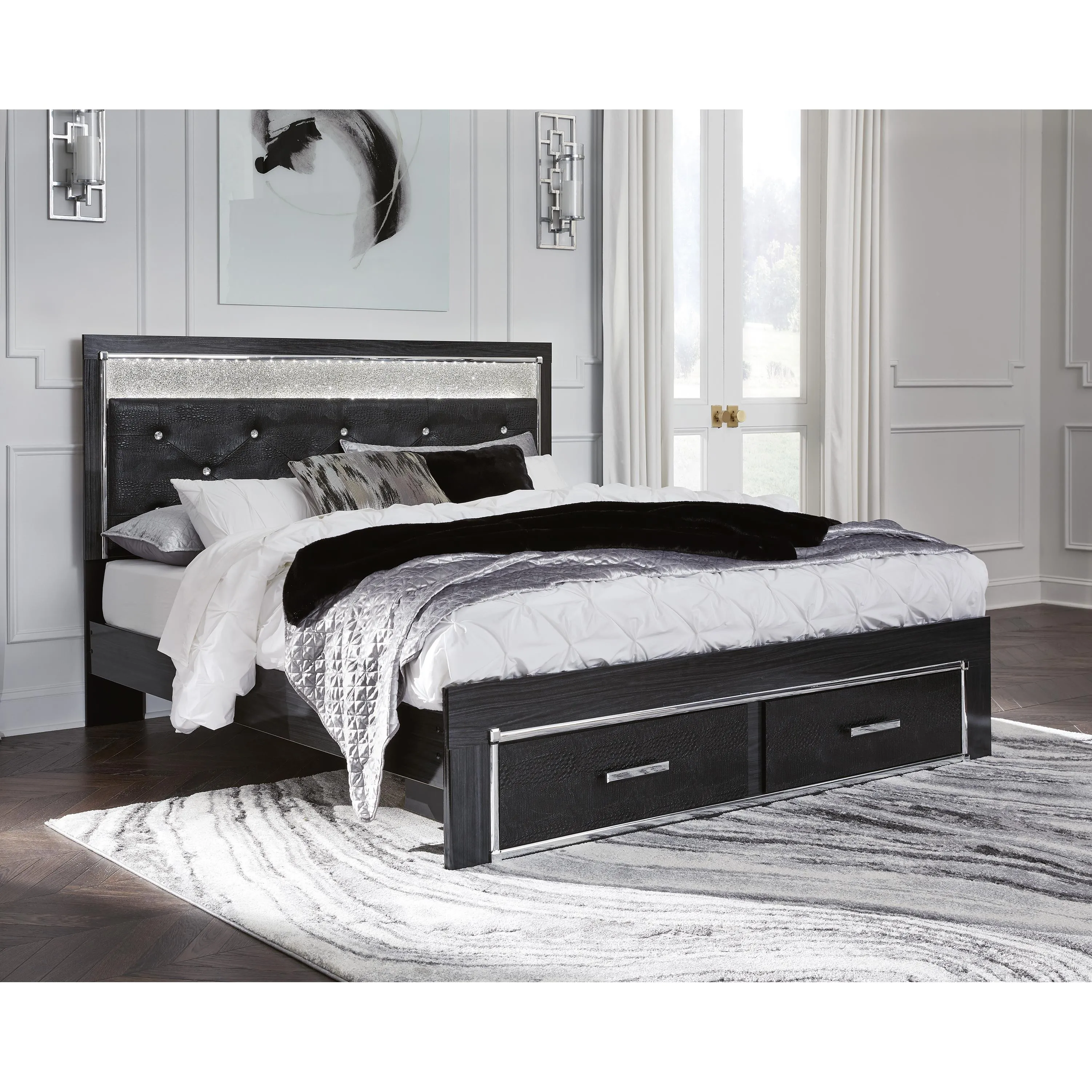 Signature Design by Ashley Kaydell King Upholstered Panel Bed with Storage B1420-158/B1420-56S/B1420-95/B100-14