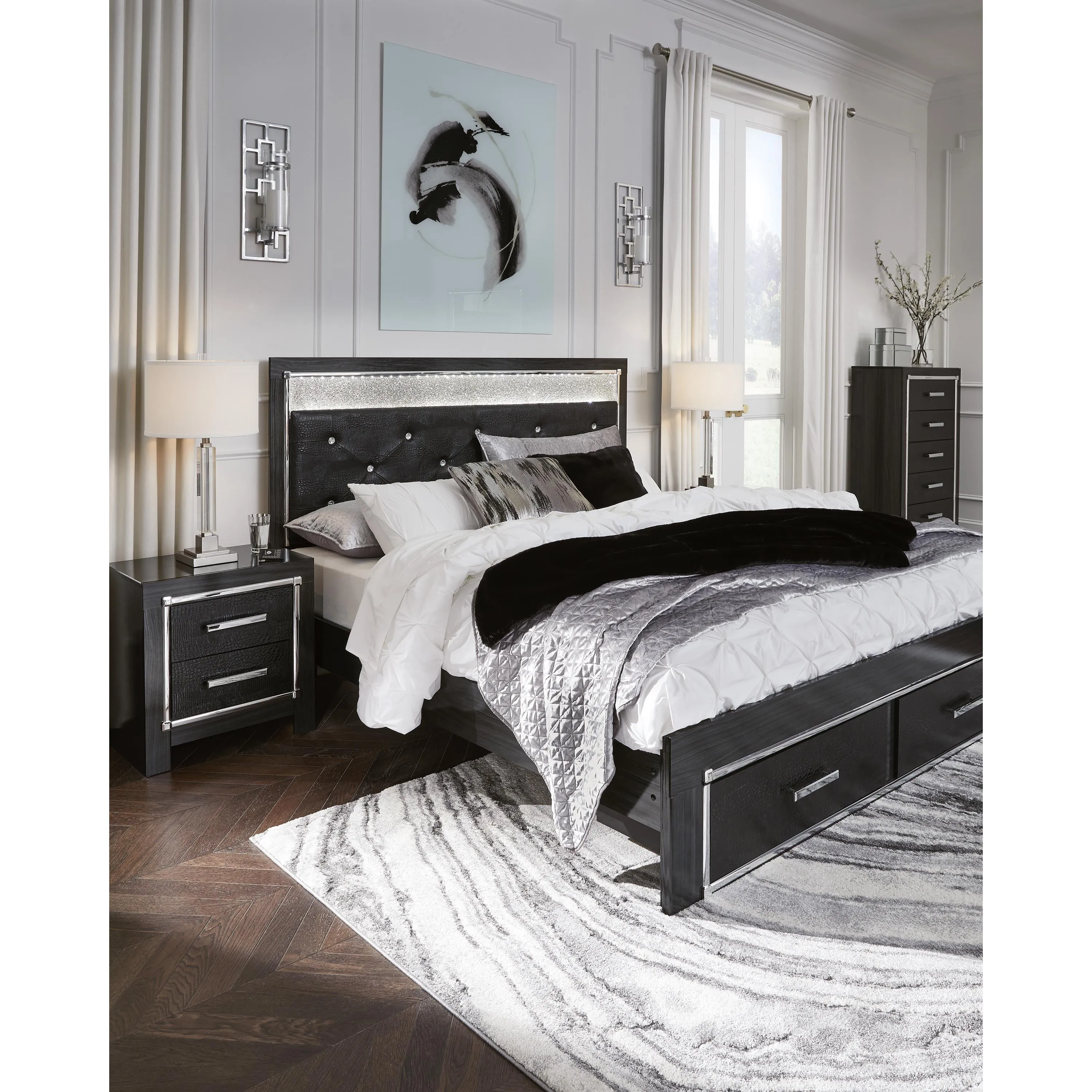 Signature Design by Ashley Kaydell King Upholstered Panel Bed with Storage B1420-158/B1420-56S/B1420-95/B100-14