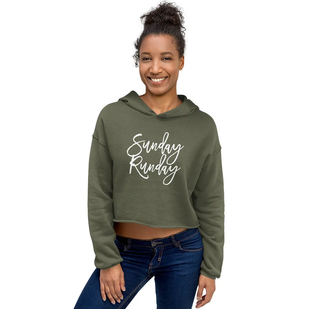 Sunday Runday Crop Sweatshirt - Gym and Fitness Workout Crop Top - Running Hoodie