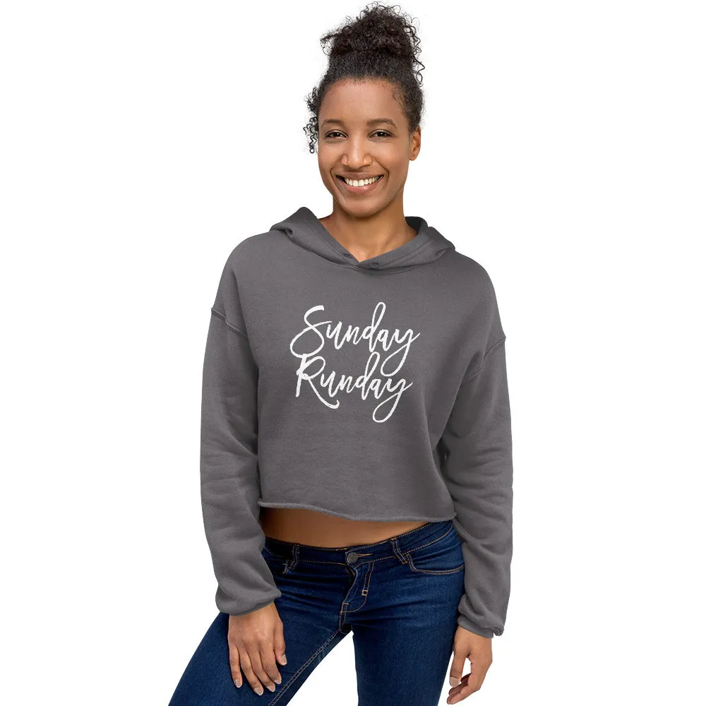 Sunday Runday Crop Sweatshirt - Gym and Fitness Workout Crop Top - Running Hoodie