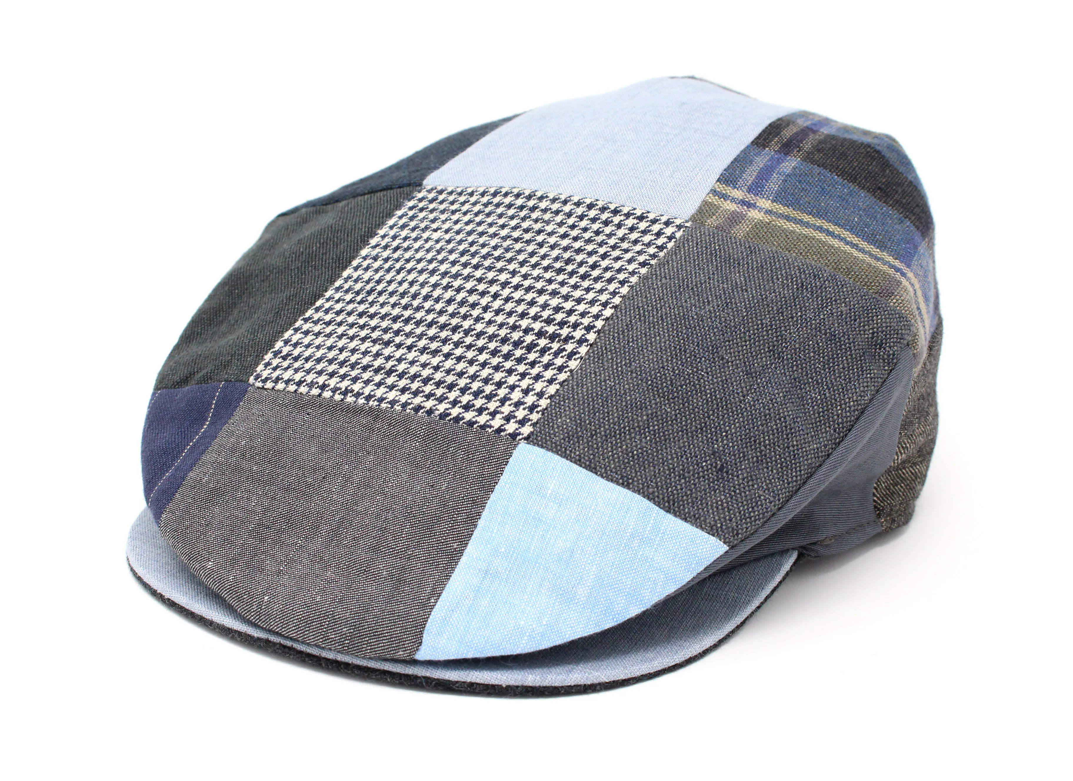 Vintage Cap Patchwork Grey/Blue Linen