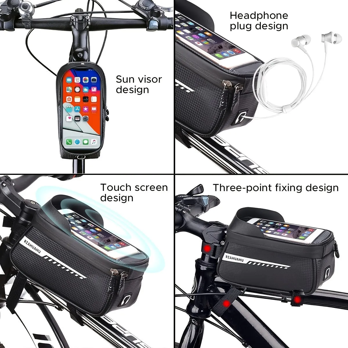 Waterproof Front Frame Bag with Phone Holder for Cyclists