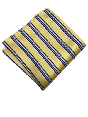 Yellow and Blue Striped Pocket Square